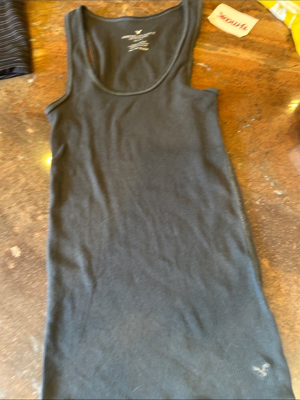aerie Charcoal Ribbed Scoop Tank